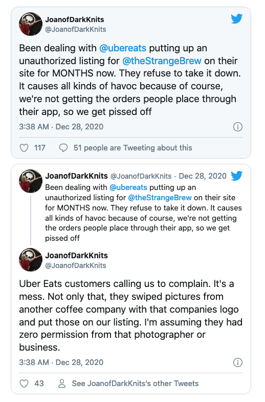 How an unauthorized Uber Eats listing caused chaos for this coffee 